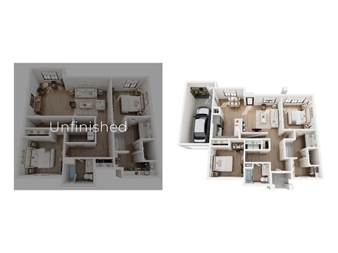 Floor plan for 2 beds, 2 baths, 1161 sqft